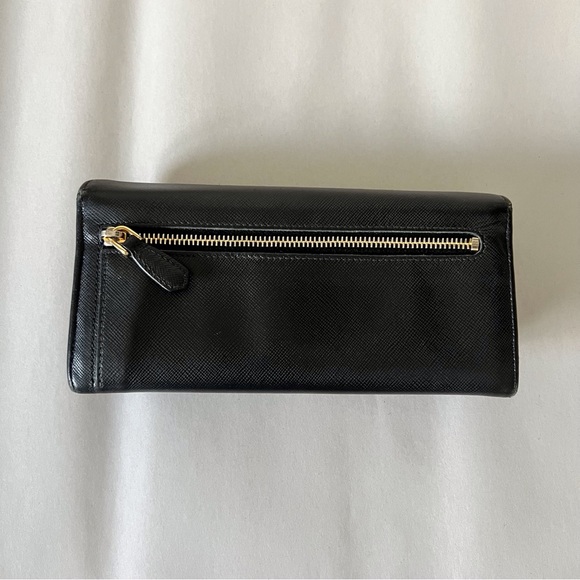 Prada Black Bow Wallet Saffiano Leather Continental Snap Front - Picture 9 of 12